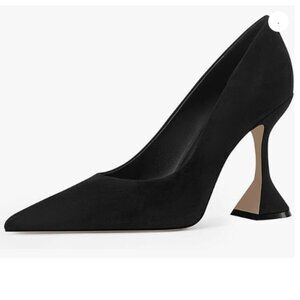 YDN Black Sculpted Heel Pumps